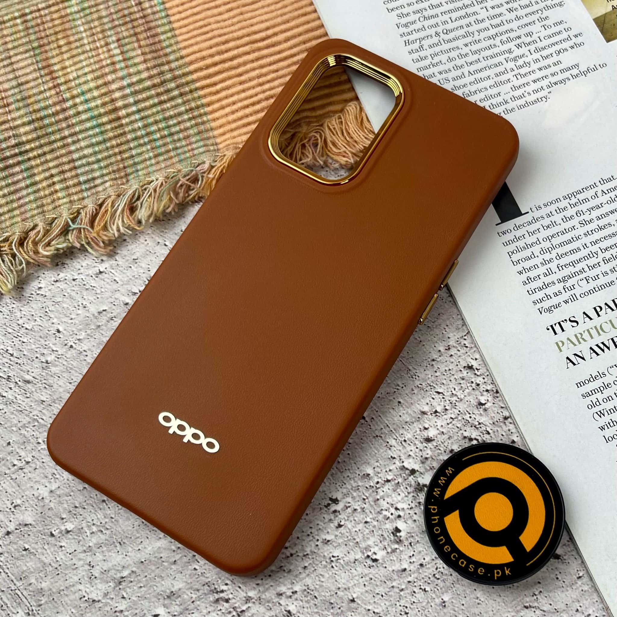 Oppo F19/ A95/ A74 Premium Dual layer Leather Feel Electroplated Case