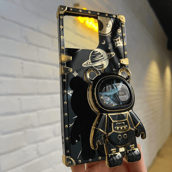 iPhone 12 Pro Max Luxury Space Bear Case With Hidden Folding Stand Case