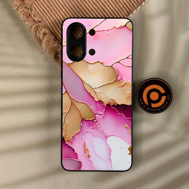 Vivo Y05 - Pink Marble 2.0 Design 4 - Premium Metal Printed Soft Bumper Shock Proof Case