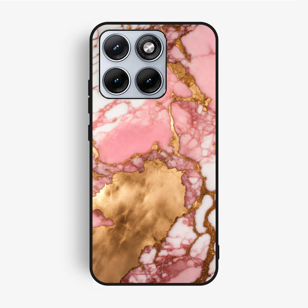 Motorola Edge 70 Fusion - Pink Marble 2.0 Design 7 - Premium Metal Printed Soft Bumper Shock Proof Case