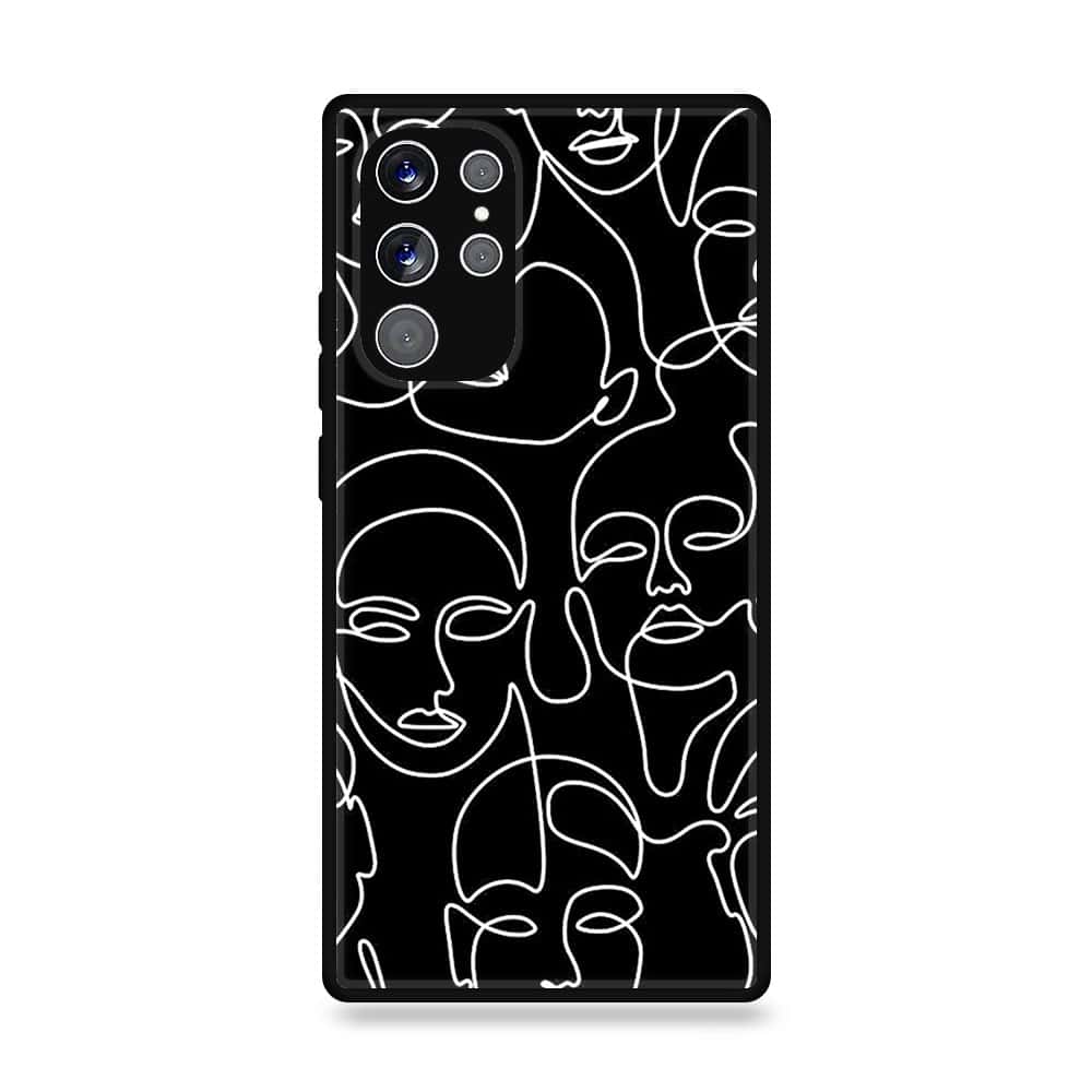 Samsung Galaxy S22 Ultra Girls Line Art Series Premium Printed Glass soft Bumper shock Proof Case
