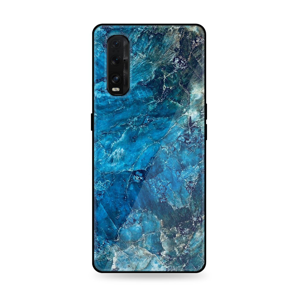 Oppo Find X2 Pro- Blue Marble Series - Premium Printed Glass soft Bumper shock Proof Case