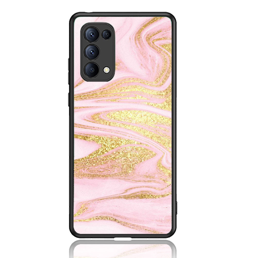 Oppo Reno 4 4G  - Pink Marble Series - Premium Printed Glass soft Bumper shock Proof Case