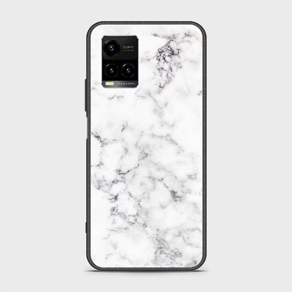 Vivo Y21a  White Marble Series Premium Printed Glass soft Bumper shock Proof Case