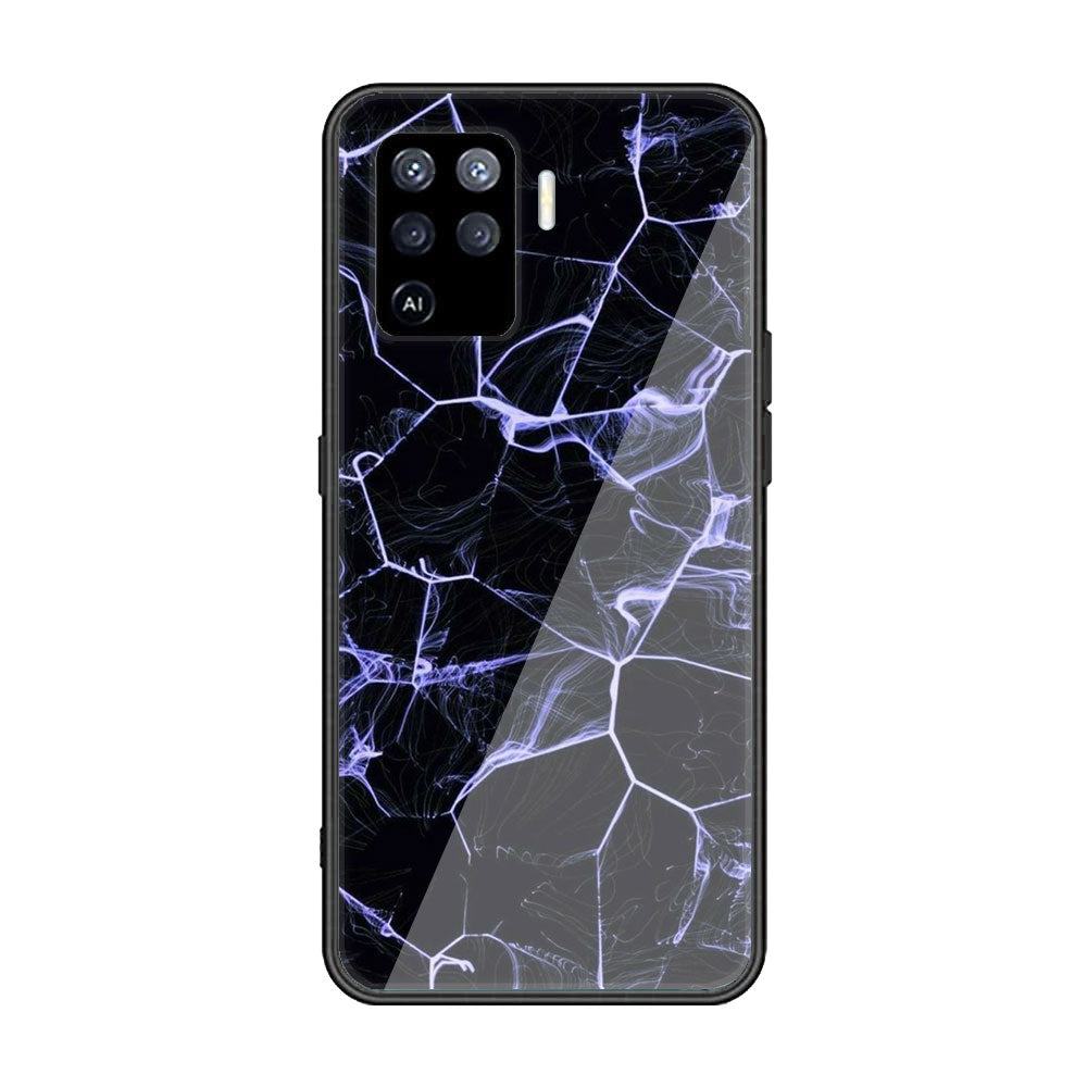 Oppo Reno 5 Lite - Black Marble Series - Premium Printed Glass soft Bumper shock Proof Case