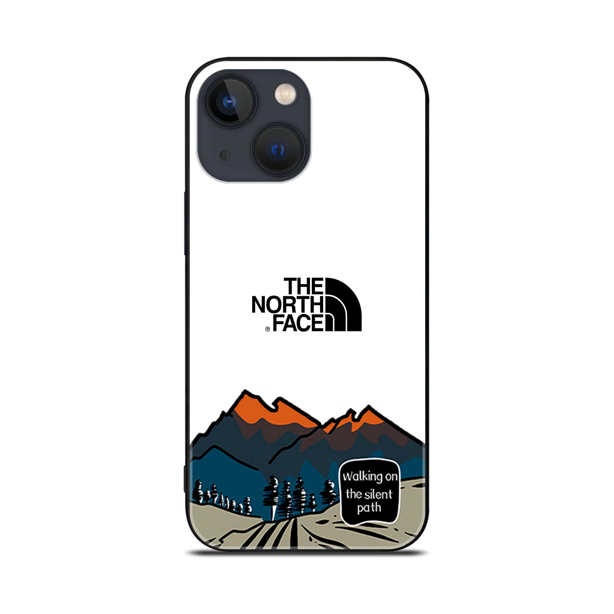 iPhone 14 Plus- The North Face Series - Premium Printed Glass soft Bumper shock Proof Case
