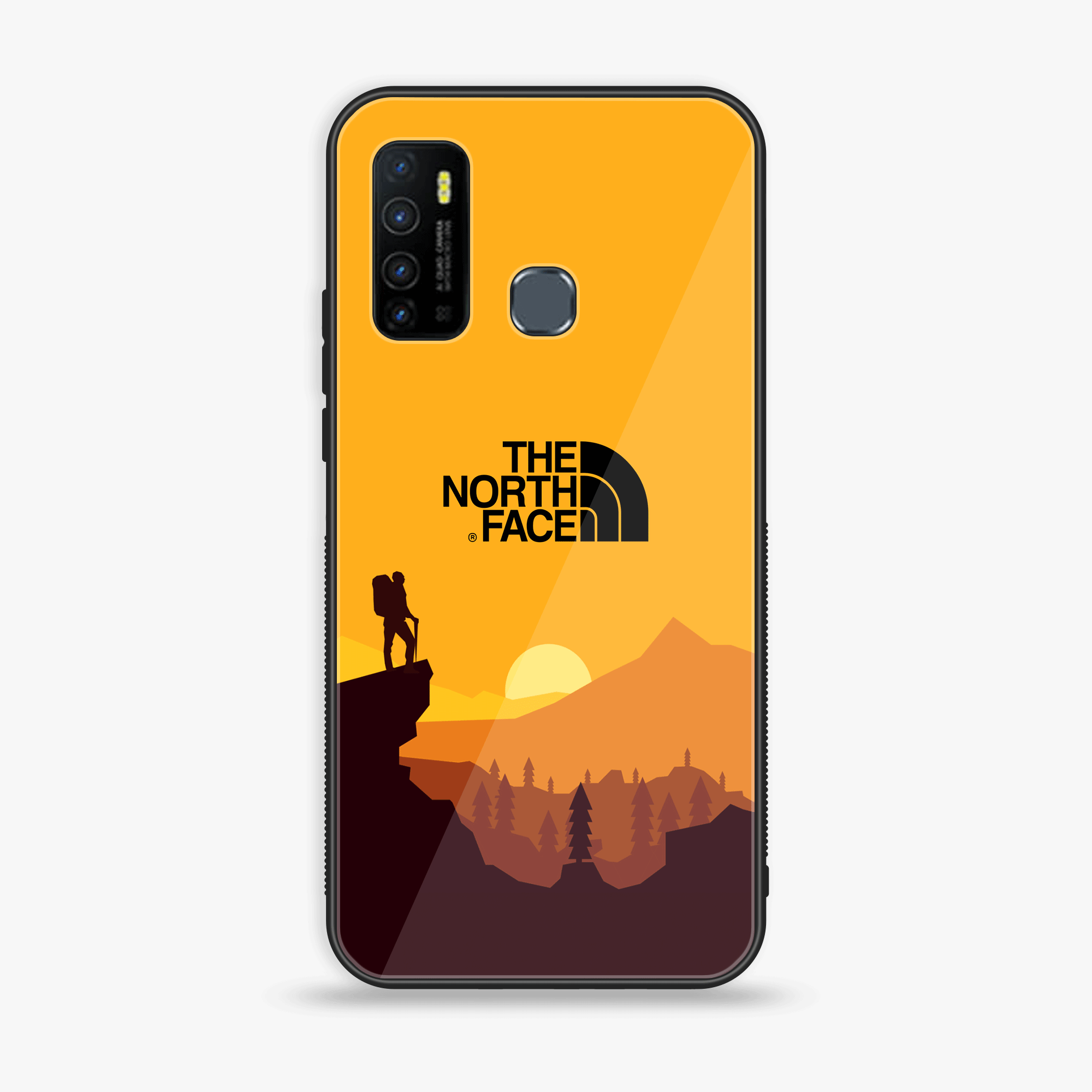 Infinix Hot 9 Play - The North Face Series - Premium Printed Glass soft Bumper shock Proof Case
