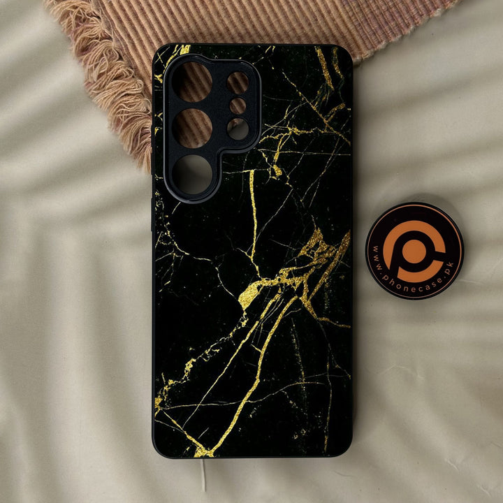 Samsung Galaxy S26 Ultra - Black Marble Design 3 - Premium Metal Printed Soft Bumper Shock Proof Case