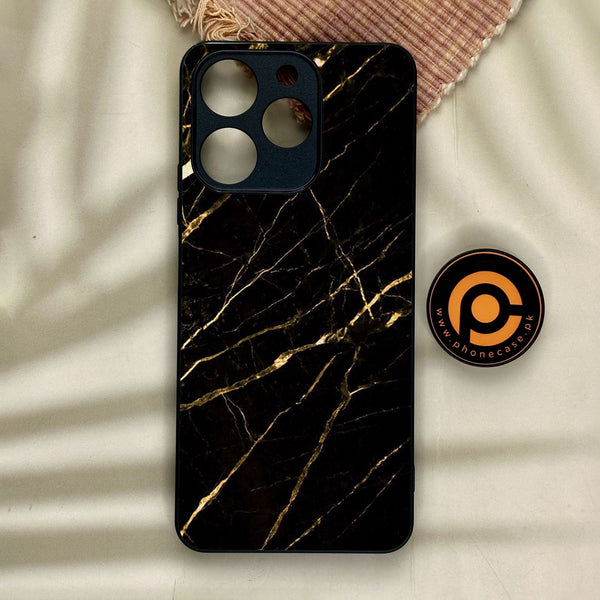 Realme Note 70 - Black Marble Design 7 - Premium Metal Printed Soft Bumper Shock Proof Case