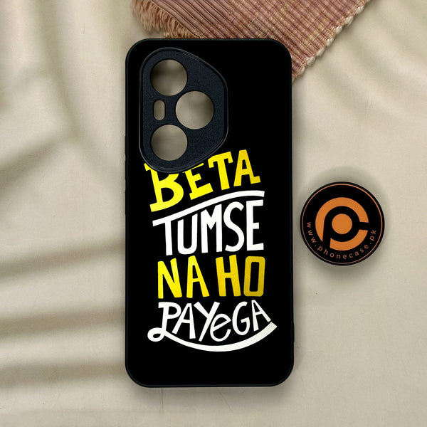 Honor 400 Pro - Beta Tum Se Na Ho - Premium Metal Printed Soft Bumper Shock Proof Case