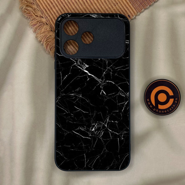 Oppo A6C - Black Marble Design 1 - Premium Metal Printed Soft Bumper Shock Proof Case