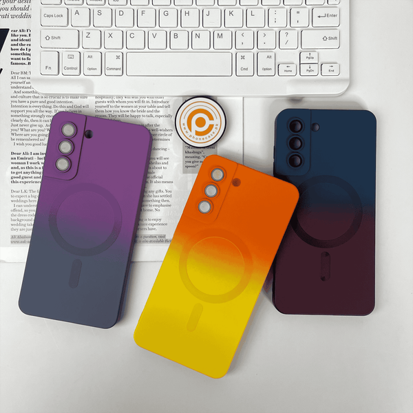 Galaxy S21 FE Color Fusion Magsafe Supported Liquid Silicon Case With Built-in Camera Lens