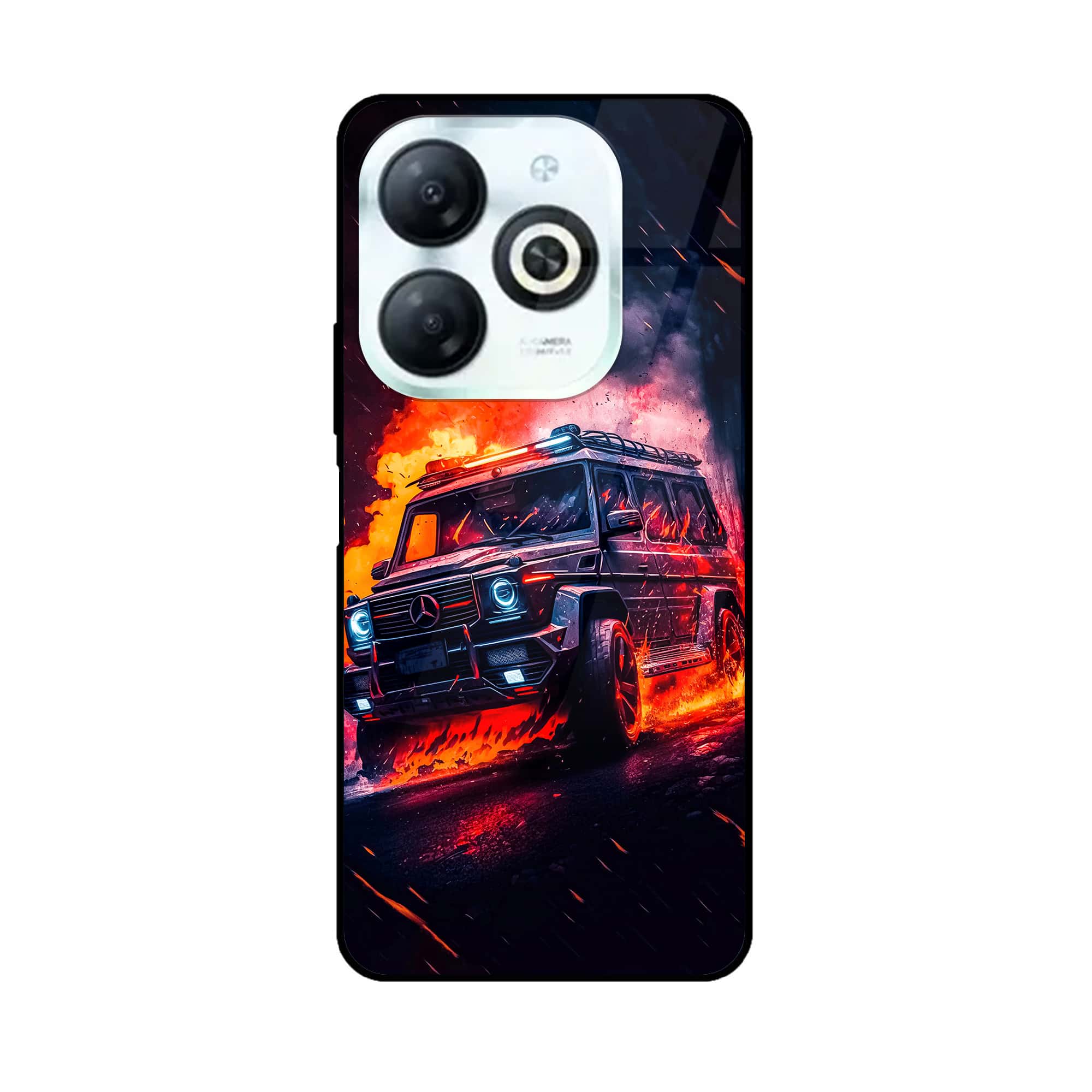 Tecno Spark 20 - Racing Series - Premium Printed Glass soft Bumper shock Proof Case