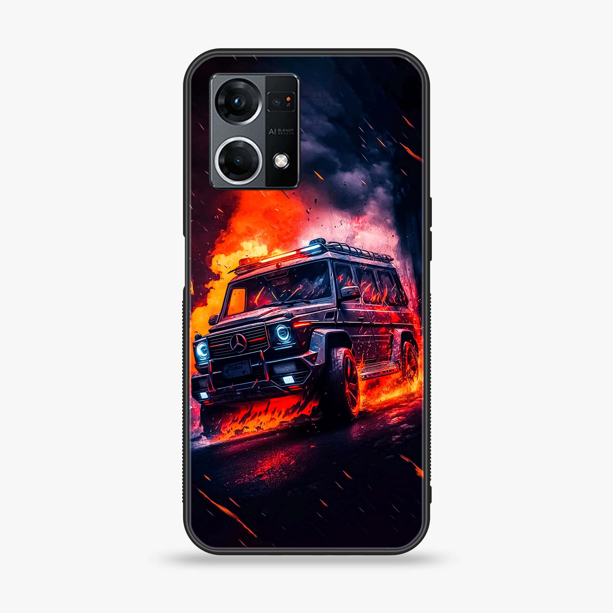 Oppo F21 Pro 4G Racing Series Premium Printed Glass soft Bumper shock Proof Case