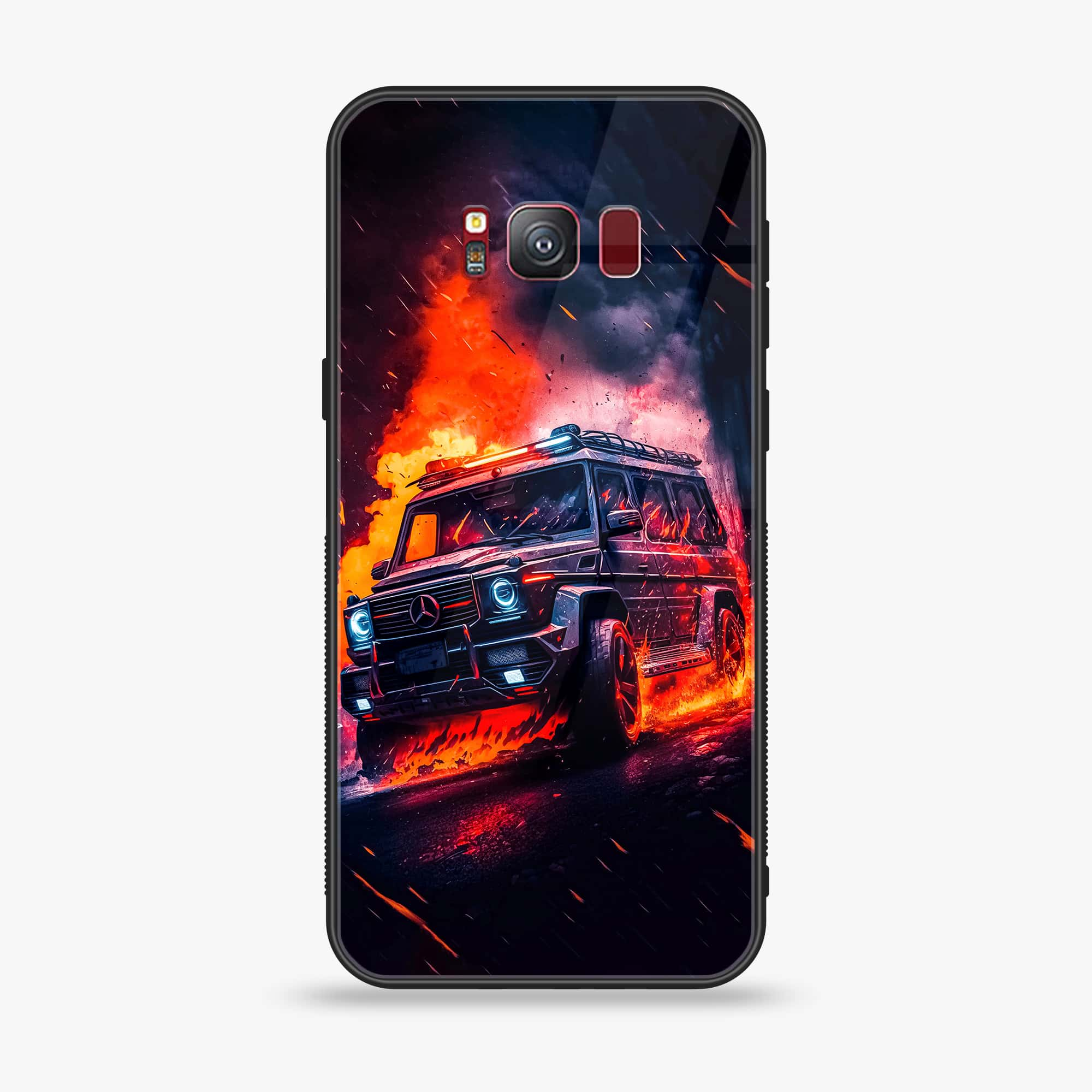 Samsung S8 - Racing Series - Premium Printed Glass soft Bumper shock Proof Case