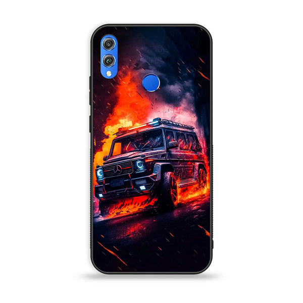 Huawei Honor 8X -  Racing Design 2 - Premium Printed Glass soft Bumper shock Proof Case CS-17829