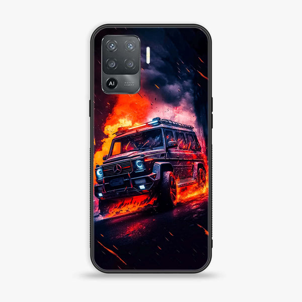Oppo A94 - Racing Series - Premium Printed Glass soft Bumper shock Proof Case