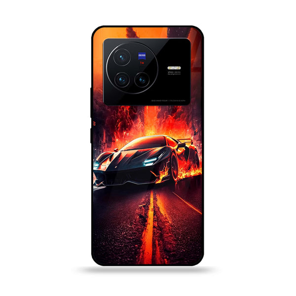 Vivo X80 - Racing Series - Premium Printed Glass soft Bumper shock Proof Case