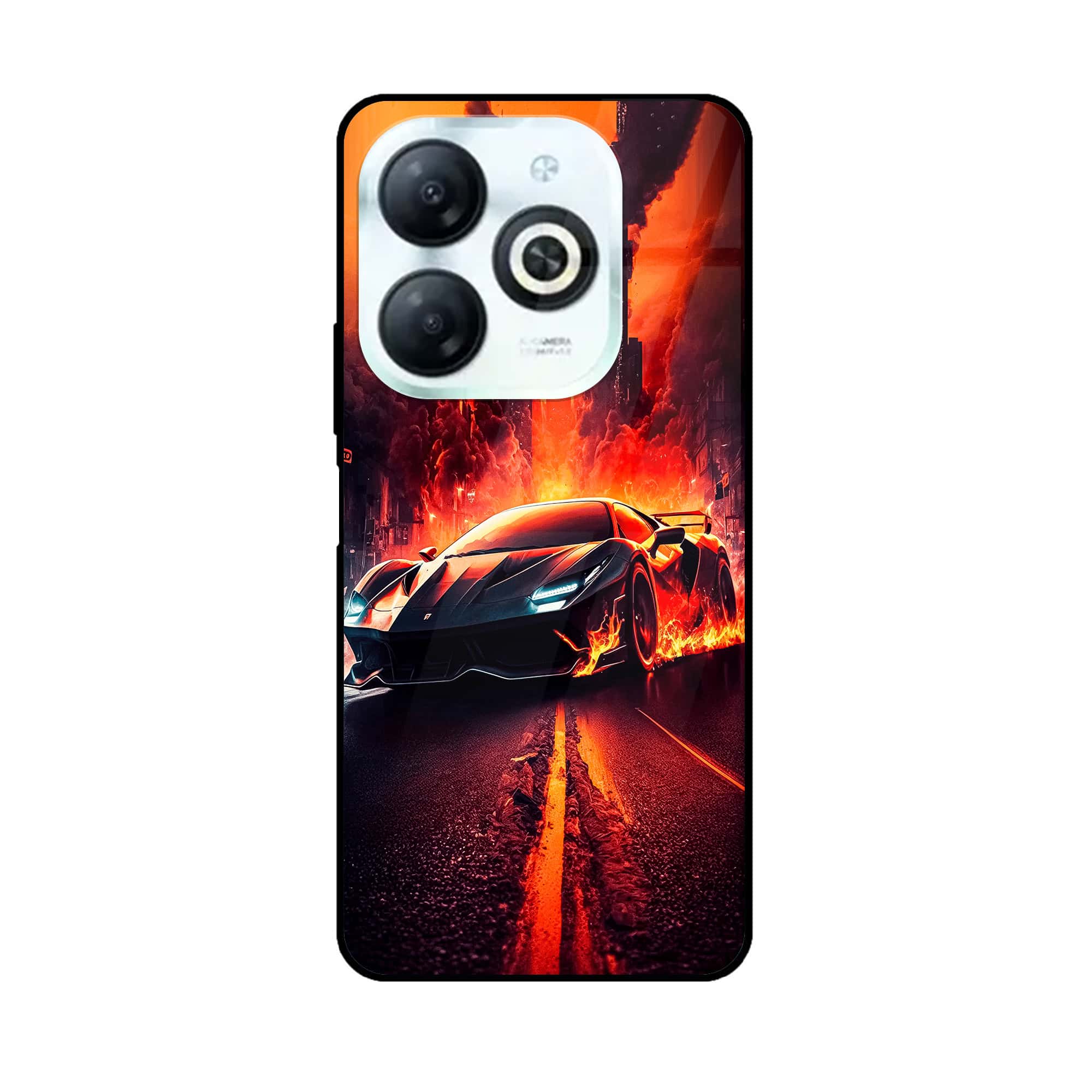 Tecno Spark 20 - Racing Series - Premium Printed Glass soft Bumper shock Proof Case