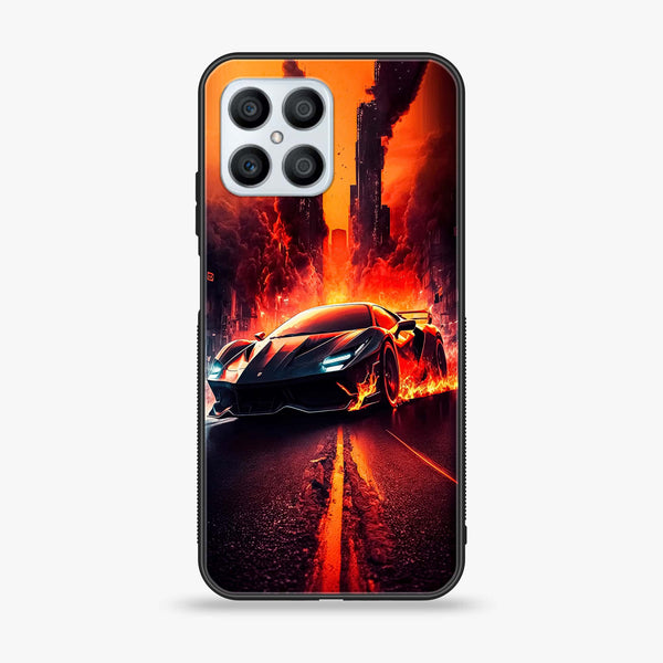 Huawei Honor X8 4G - Racing Series - Premium Printed Glass soft Bumper shock Proof Case