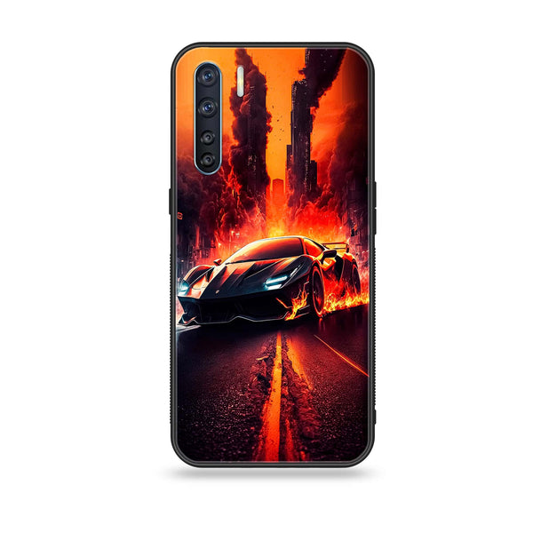Oppo Reno 3 / OPPO A91 / F15  - Racing Design 1 - Premium Printed Glass soft Bumper shock Proof Case CS-13925