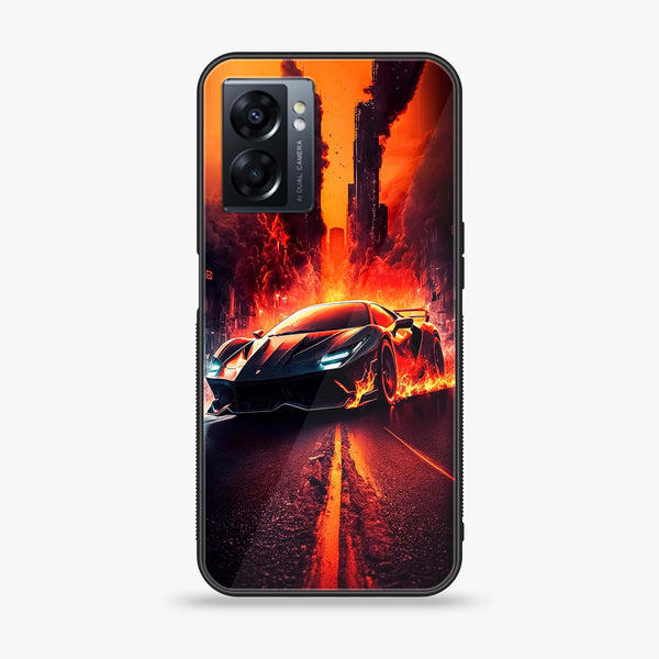 Oppo A77 4G - Racing Series - Premium Metal Printed soft Bumper shock Proof Case