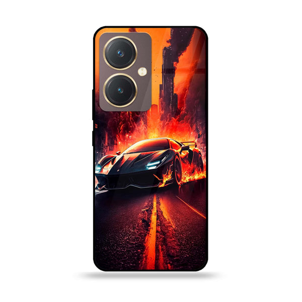 Vivo Y27 - Racing Series - Premium Printed Glass soft Bumper shock Proof Case