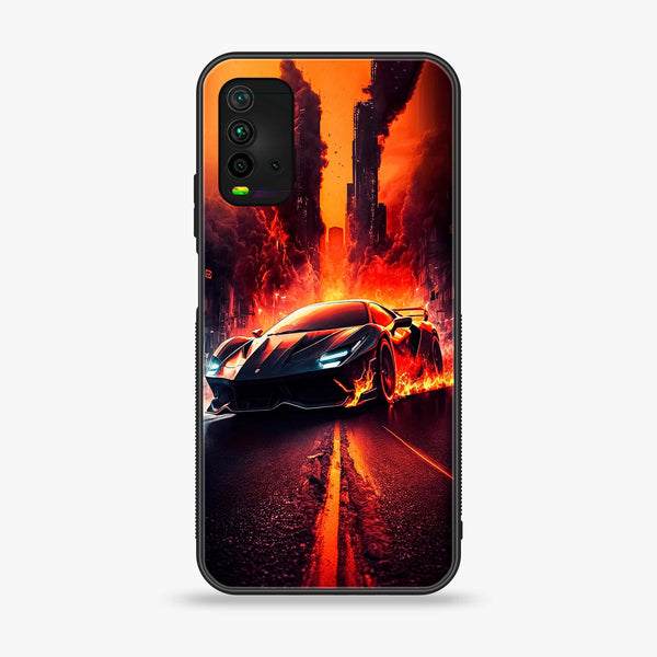 Xiaomi Redmi 9T - Racing Series - Premium Printed Glass soft Bumper shock Proof Case