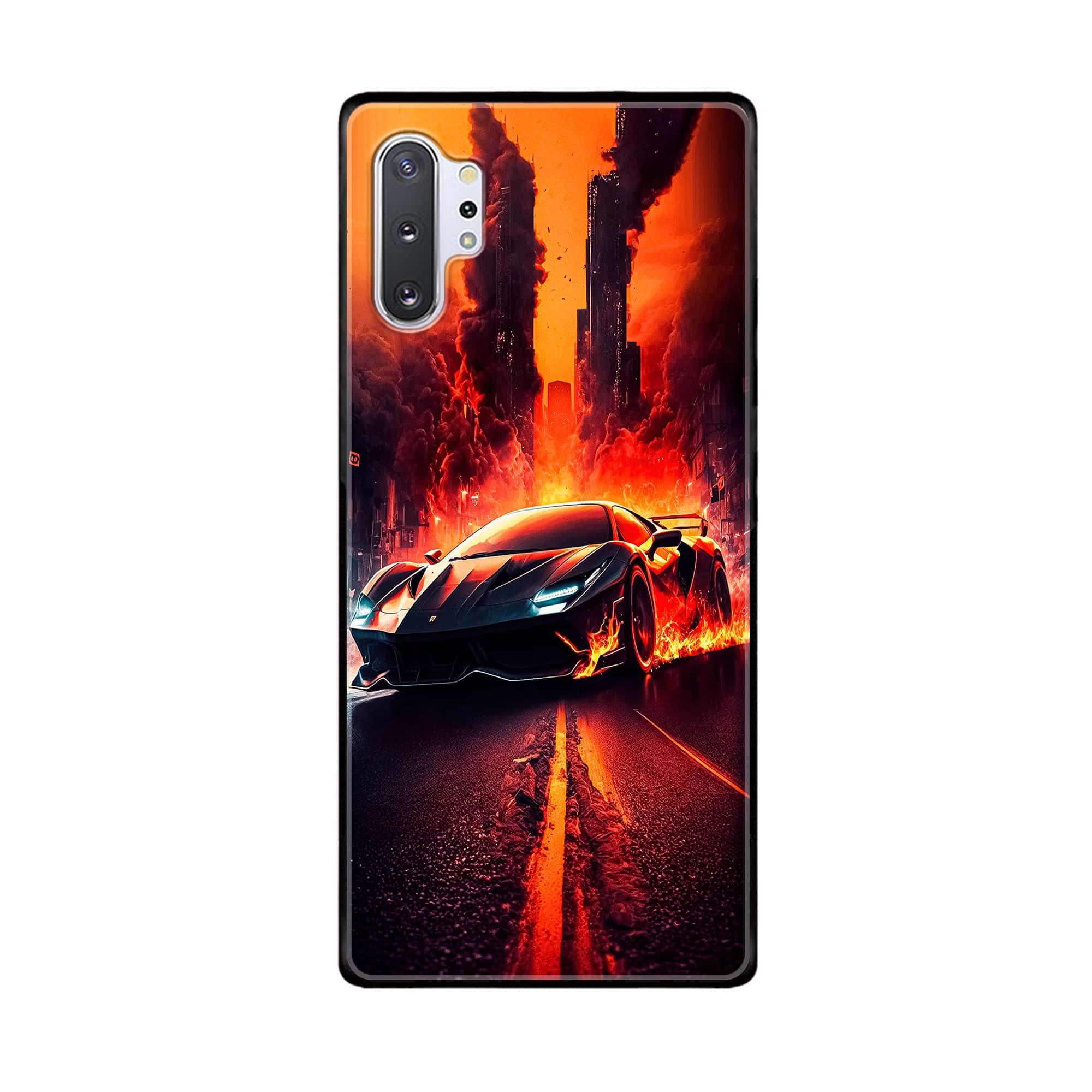 Galaxy Note 10 Pro/Plus - Racing Series - Premium Printed Glass soft Bumper shock Proof Case