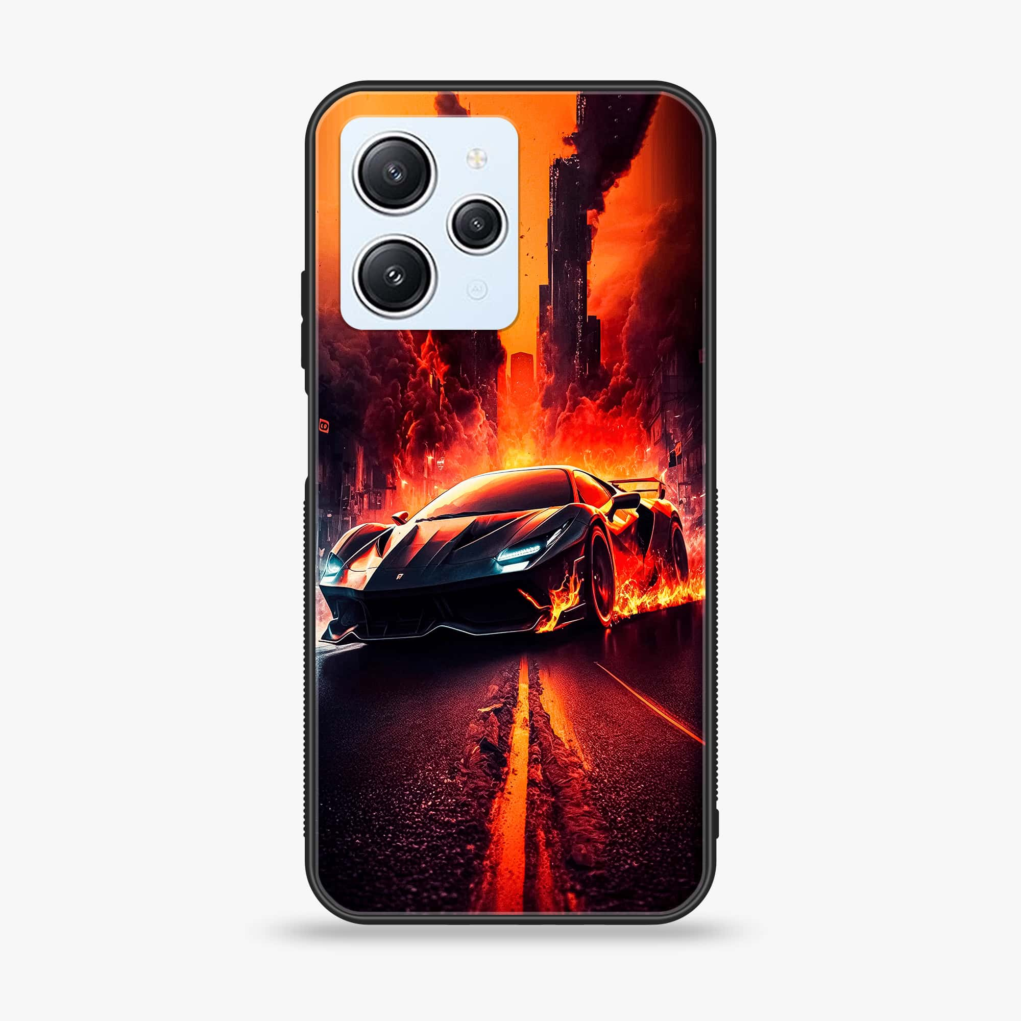 Xiaomi Redmi 12 - Racing Series - Premium Printed Glass soft Bumper shock Proof Case