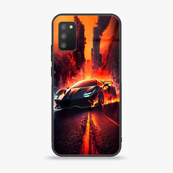 Samsung Galaxy M02s - Racing Series - Premium Printed Glass soft Bumper shock Proof Case
