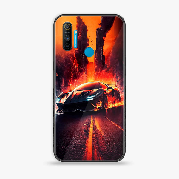 Realme C3 - Racing Series - Premium Printed Glass soft Bumper shock Proof Case