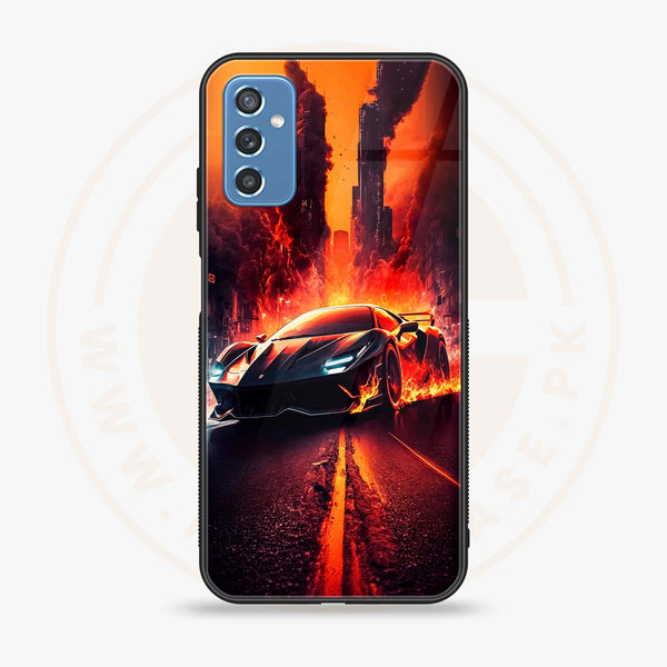 Samsung Galaxy M52 5G - Racing Series - Premium Printed Glass soft Bumper shock Proof Case
