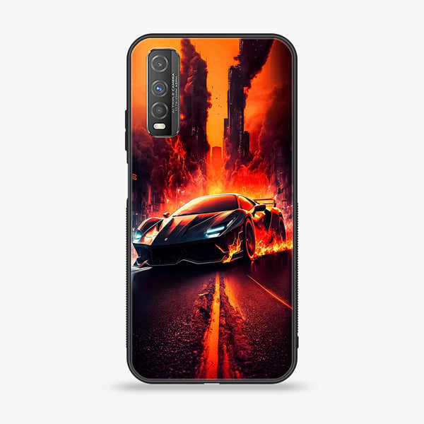 Vivo Y51s - Racing Series - Premium Printed Glass soft Bumper shock Proof Case