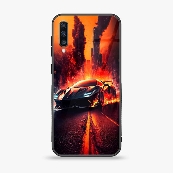 Samsung Galaxy A70/A70s - Racing Design 1  - Premium Printed Glass soft Bumper shock Proof Case CS-36480