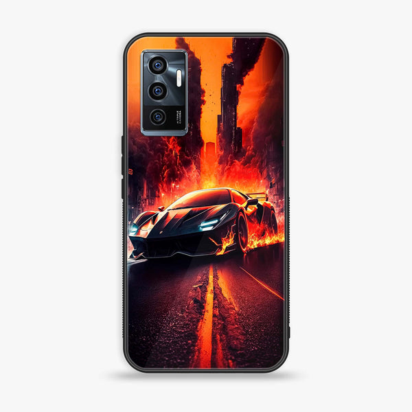 Vivo V23e - Racing Series - Premium Printed Glass soft Bumper shock Proof Case