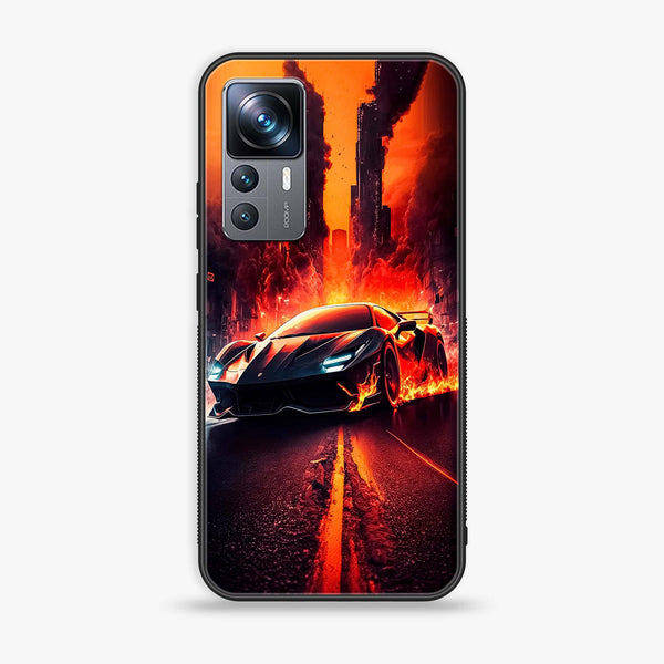 Xiaomi 12T - Racing Series - Premium Printed Glass soft Bumper shock Proof Case