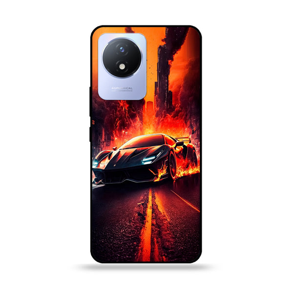 Vivo Y02t - Racing Series - Premium Printed Glass soft Bumper shock Proof Case
