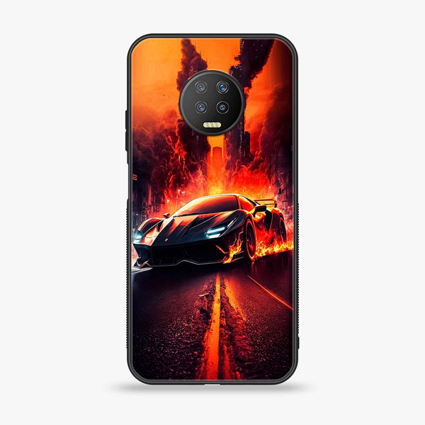 Infinix Note 7 - Racing Series - Premium Printed Glass soft Bumper shock Proof Case