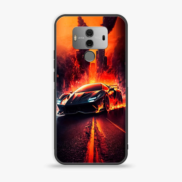 Huawei Mate 10 - Racing Series - Premium Printed Glass soft Bumper shock Proof Case