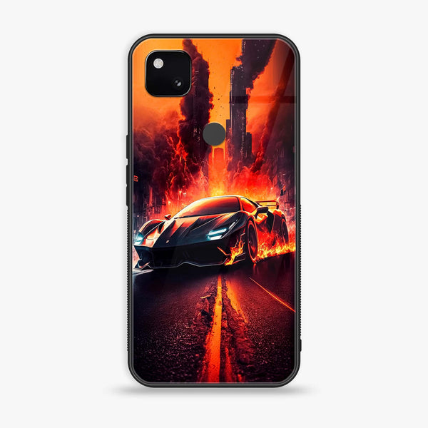 Google Pixel 4A 4G - Racing Series - Premium Printed Glass soft Bumper shock Proof Case
