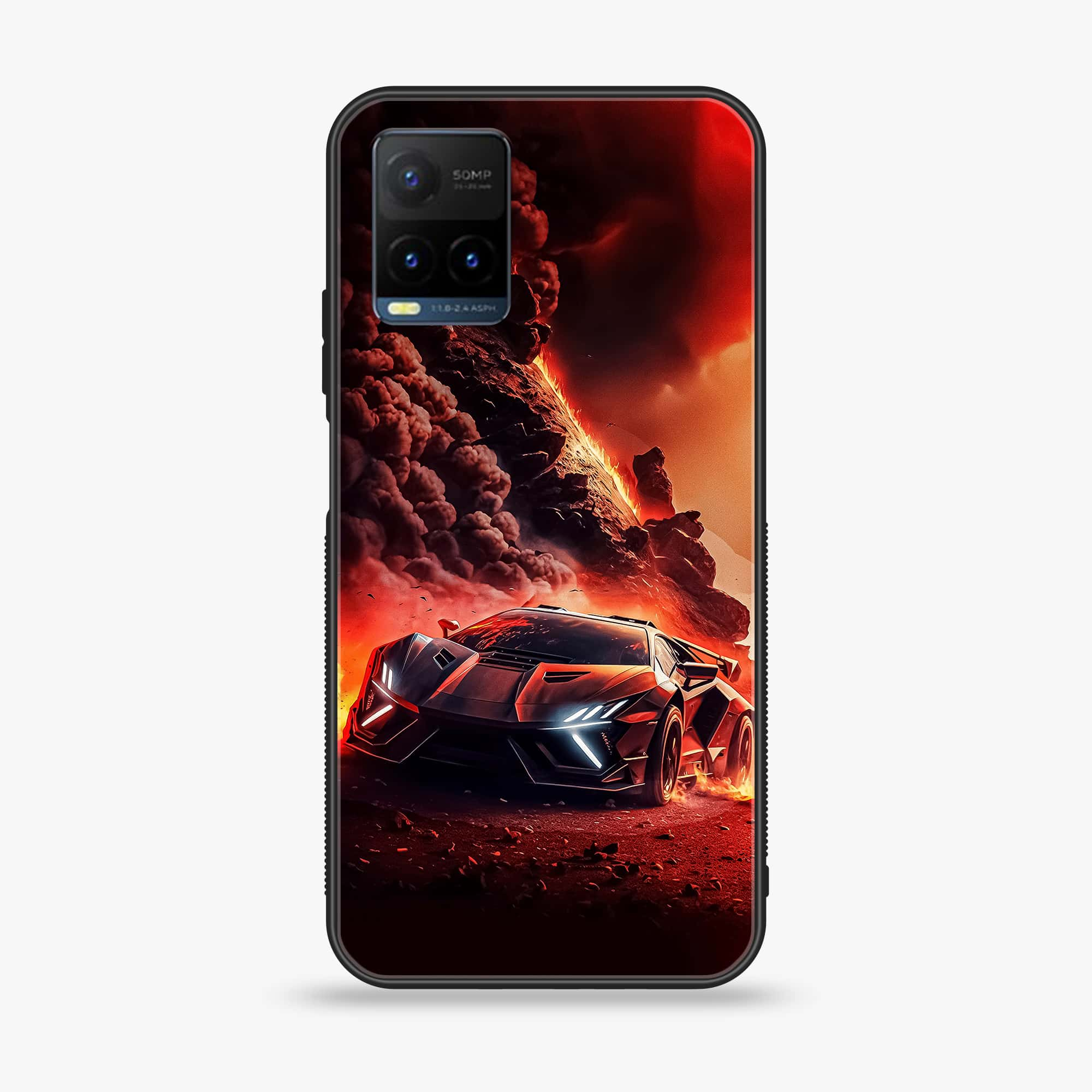 Vivo Y21s - Racing Series - Premium Printed Glass soft Bumper shock Proof Case