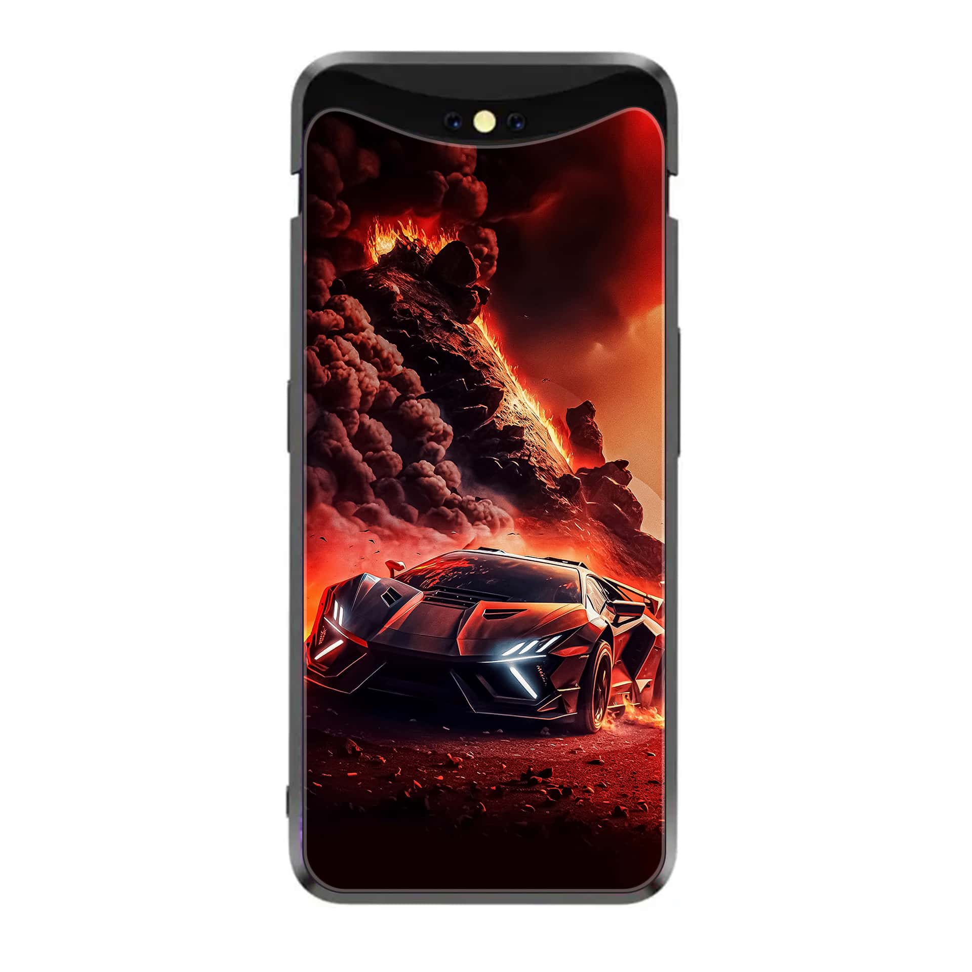 Oppo Find X - Racing Series - Premium Printed Glass soft Bumper shock Proof Case