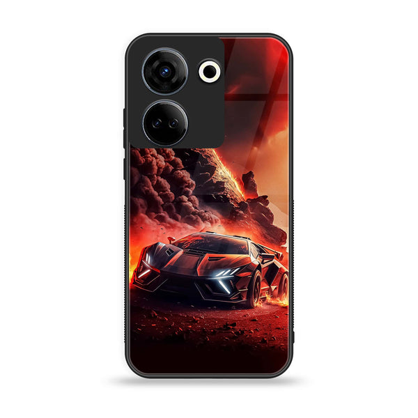 Tecno Camon 20 / Camon 20 pro - Racing Series Design 7 - Premium Printed Glass soft Bumper shock Proof Case CS-26025