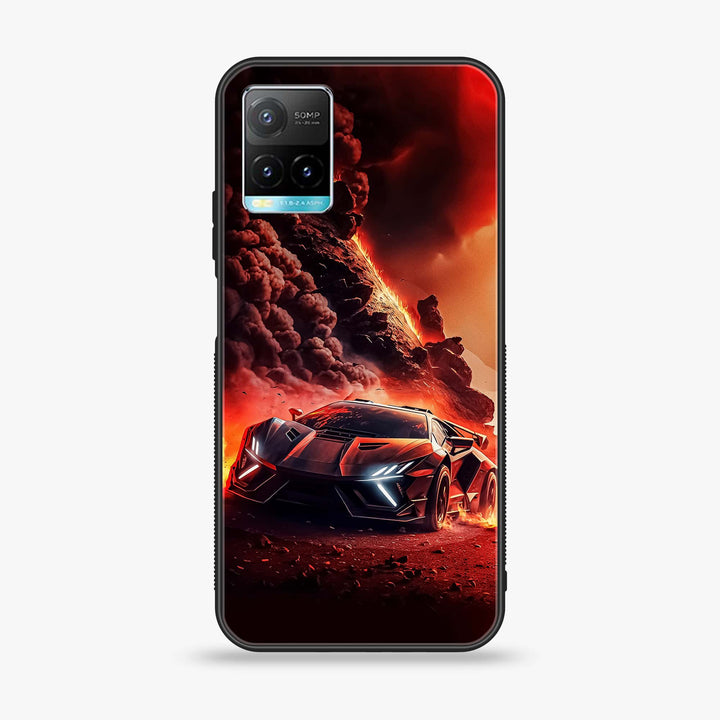 Vivo Y33s - Racing Design 7- Premium Printed Glass soft Bumper shock Proof Case CS-44389