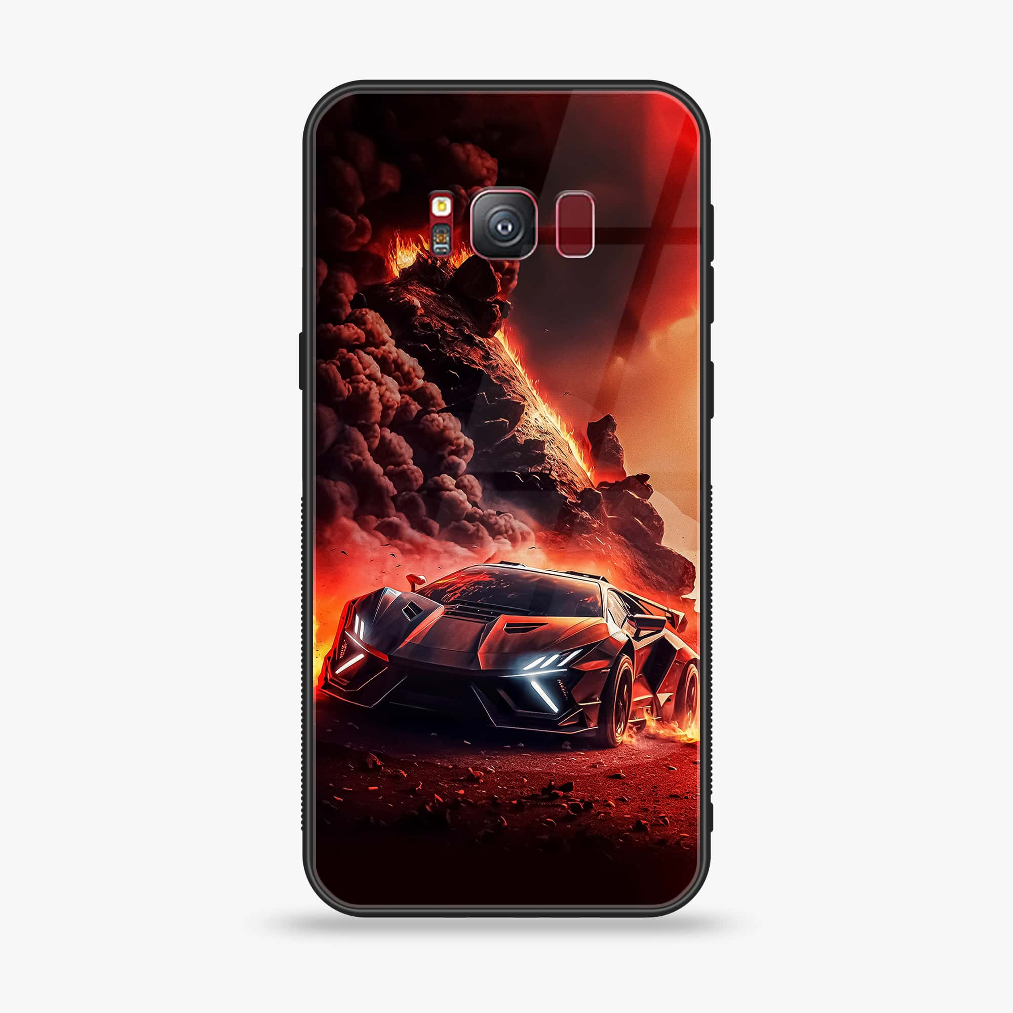 Samsung S8 - Racing Series - Premium Printed Glass soft Bumper shock Proof Case