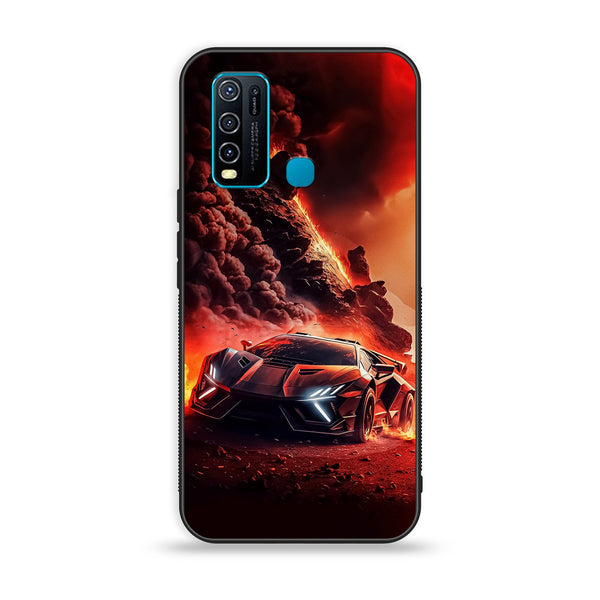 Vivo Y30 - Racing Series - Premium Printed Glass soft Bumper shock Proof Case
