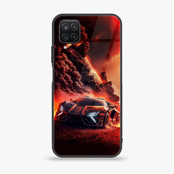 Samsung Galaxy A12 / A12 Nacho - Racing Design 7- Premium Printed Glass soft Bumper shock Proof Case CS-12292