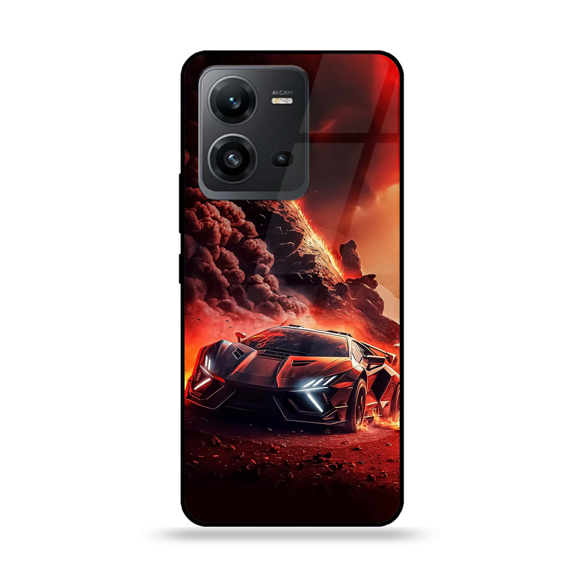 Vivo V25 5G  - Racing Series - Premium Printed Glass soft Bumper shock Proof Case