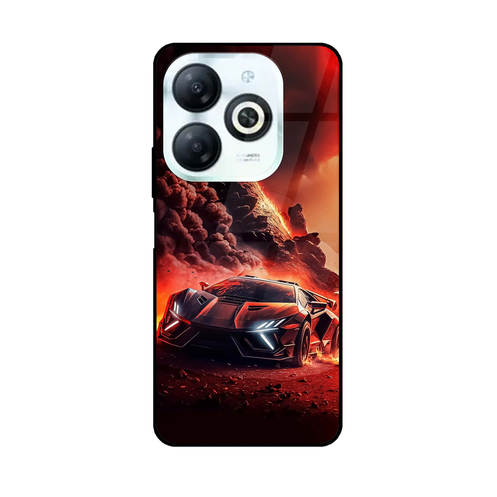 Tecno Spark 20 - Racing Series - Premium Printed Glass soft Bumper shock Proof Case